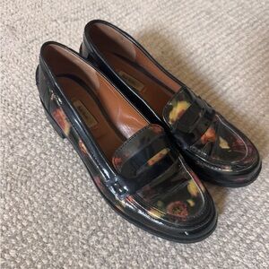 Paul Smith Floral Black Patent Leather Loafers